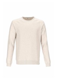 Hellbeige Sweatshirt aus weichem Stoff. Mit Rundhalsausschnitt, gerippten Bündchen und einem schlichten, unauffälligen Design.