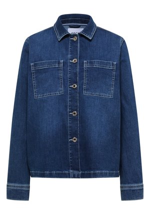 Cecil, DENIM OVERSHIRT MIT KNOPFLEISTE - Giacca di jeans - mid blue wash