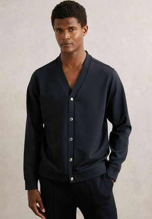 REGULAR FIT CASSON V-NECK INTERLOCK - Strickjacke - navy