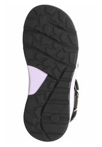 Black rubber outsole with textured grip, white midsole, and adjustable side straps. Size 33, branding "superfit" visible on the sole.