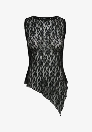 ONLY, ONLLIVA S/L ASYMMETRIC LACE TOP JRS - Débardeur - black