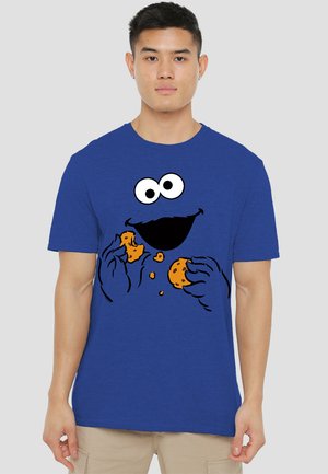 SESAME STREET COOKIE MONSTER OM NOM FACE - T-Shirt print - blue