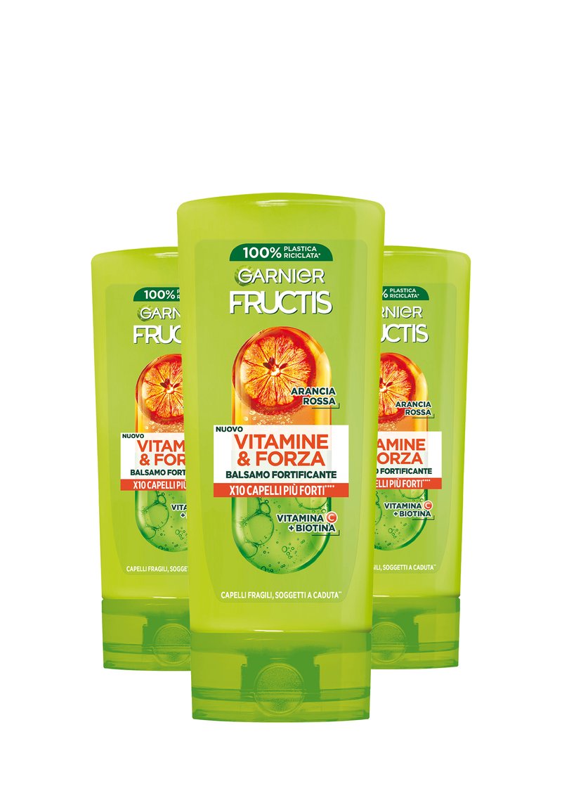 Garnier - FRUCTIS BALSAMO VITAMINE & FORZA, BALSAMO FORTIFICANTE, IDEALE PER CAPELLI FRAGILI SOGGETTI A CADUTA DOVUTA A ROTTURA, 200 ML - 3 PACK - Balsamo, Ingrandire