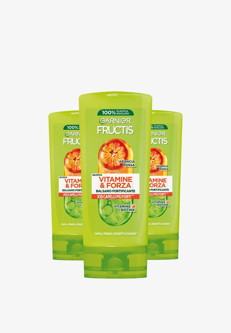 Garnier - FRUCTIS BALSAMO VITAMINE & FORZA, BALSAMO FORTIFICANTE, IDEALE PER CAPELLI FRAGILI SOGGETTI A CADUTA DOVUTA A ROTTURA, 200 ML - 3 PACK - Balsamo, Ingrandire