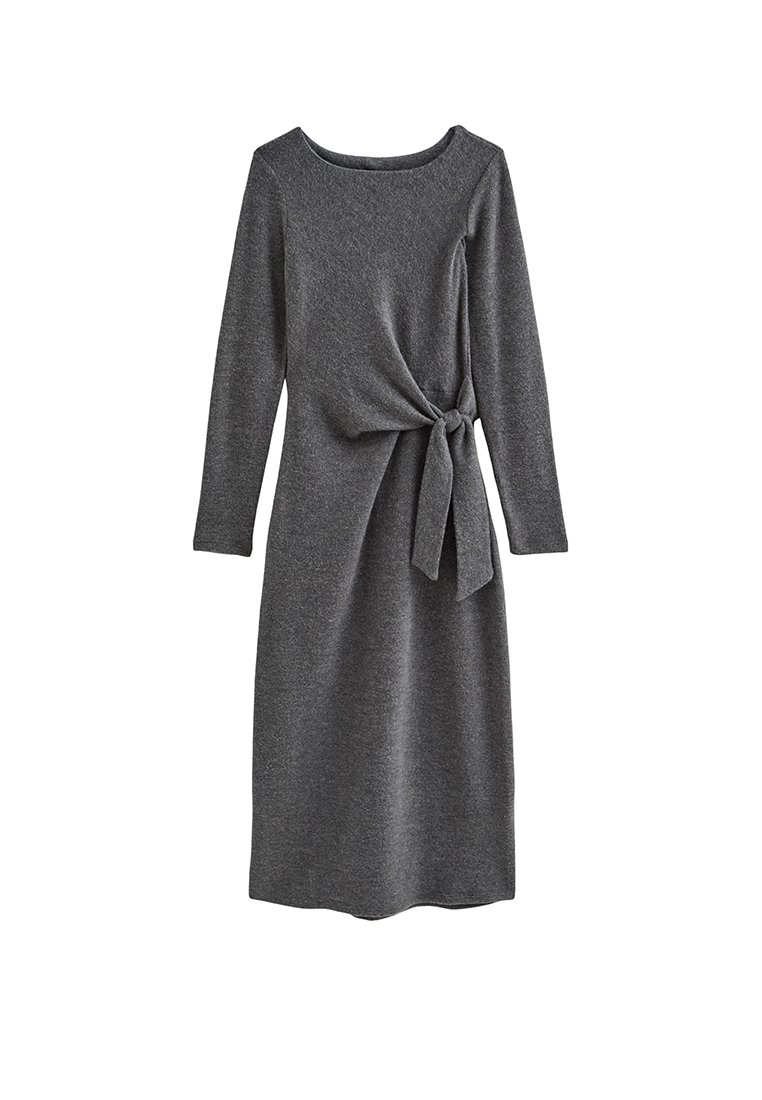 New Look TIE BELT MIDI - Strickkleid - dark grey/dunkelgrau - Zalando