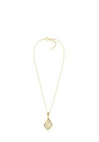 Guldhalskæde med en filigranbladdesign pendants. Har en delikat kæde med en lille lås og forlængelse for justerbar længde.