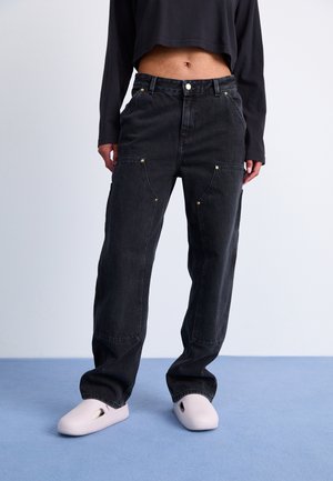 NASHUA DOUBLE KNEE PANT - Laza szabású farmerek - black