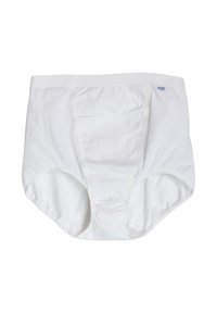 Slips in cotone bianco caratterizzati da una superficie liscia, vita alta e un delicato pizzo lungo la cintura. Il design prevede una cucitura centrale per una vestibilità ottimale.
