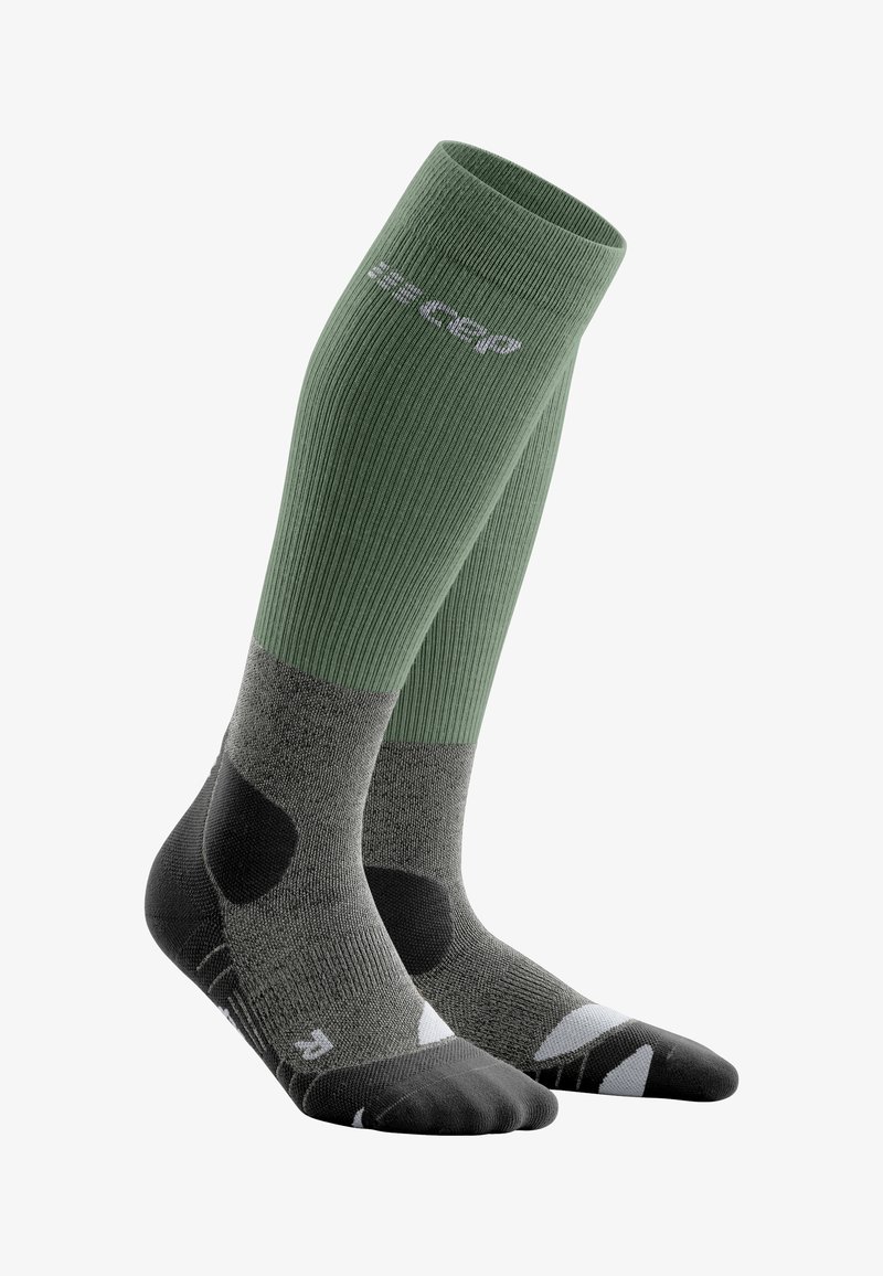 CEP COMPRESSION MERINO HIKING TALL - MADE IN GERMANY - Kniestrümpfe - green gray