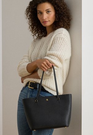 Lauren Ralph Lauren CROSSHATCH LEATHER MEDIUM KARLY TOTE - Veľká kabelka - black