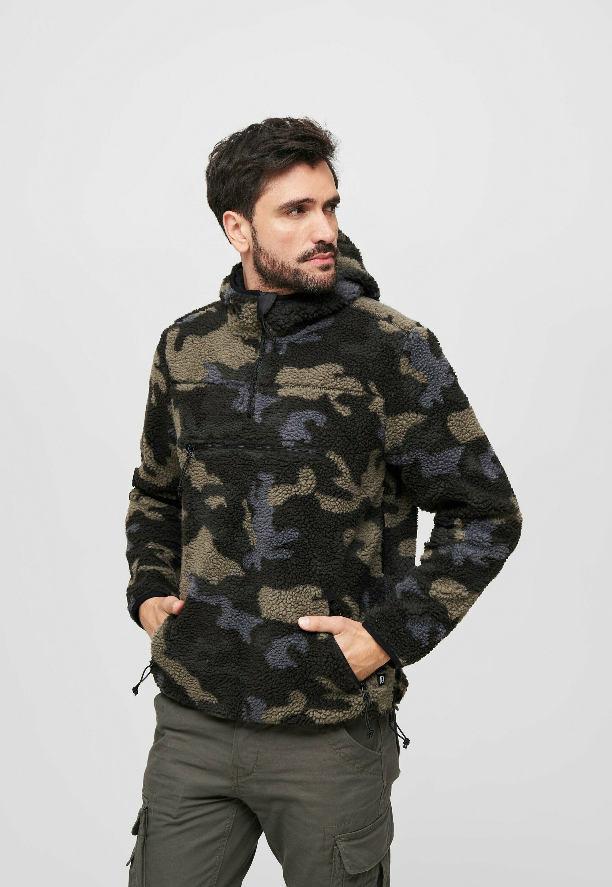 Brandit Suéter de forro polar dark camouflage/negro
