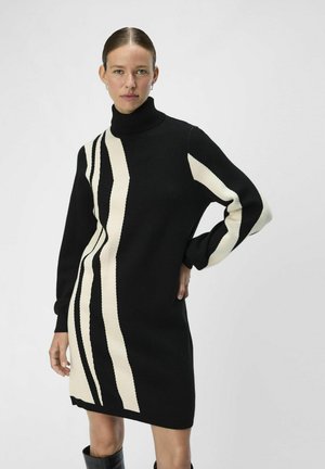 OBJRAY ROLL NECK - Strickkleid - black