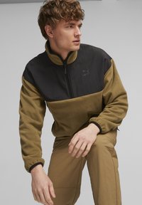 Puma CLASSICS UTILITY HALF-ZIP - Felpa in pile - chocolate chip