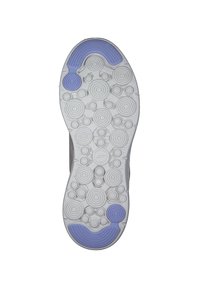 Sula med cirkulära mönster; vit gummibas med lavendelinslag och texturerade greppytor för förbättrat grepp.