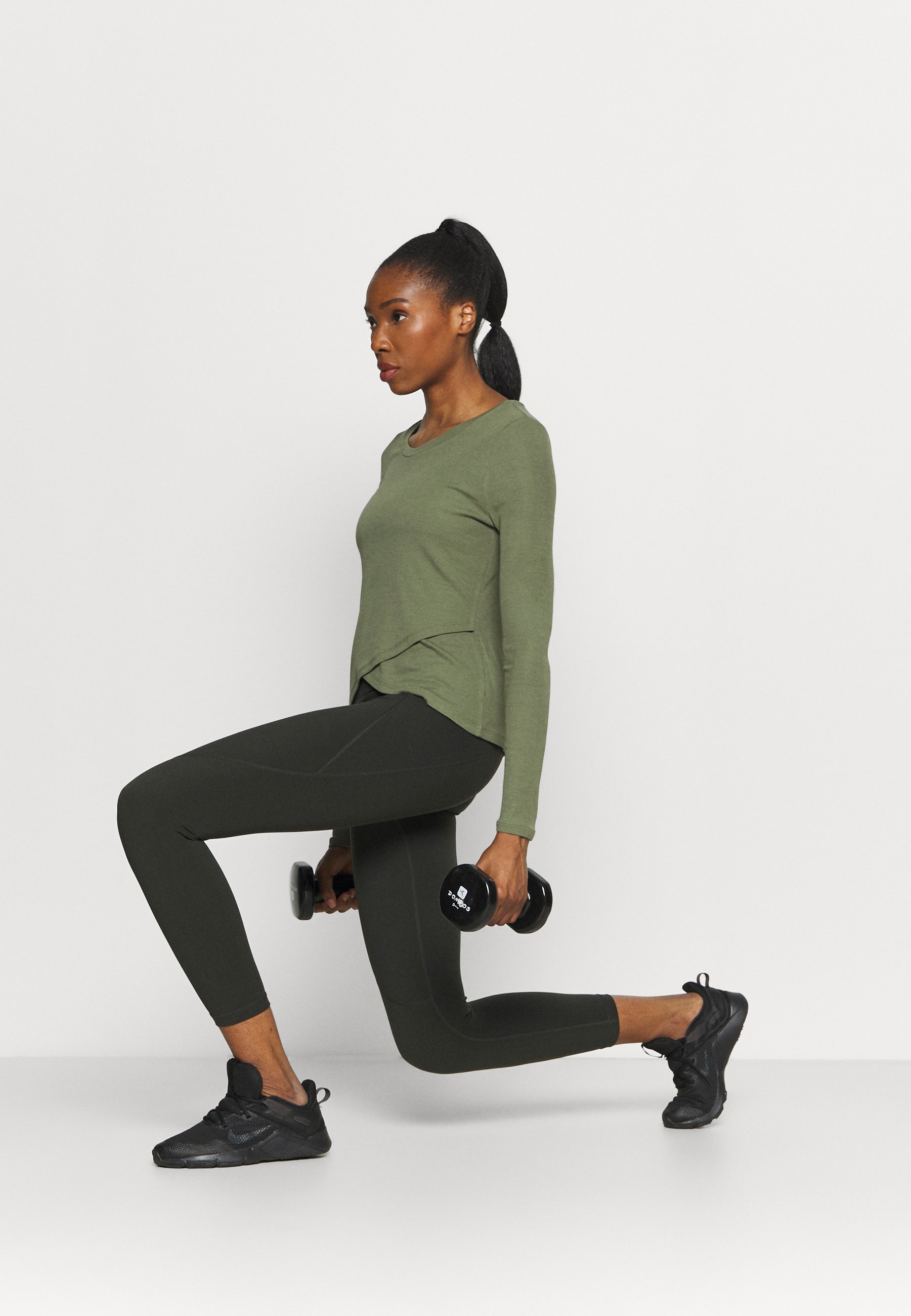 green exercise leggings