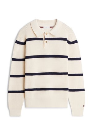 Tommy Hilfiger, WAFFLE STRUCTURE RUGBY - Strickpullover - ivory petal/carbon navy