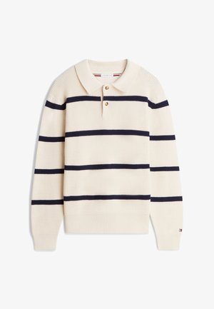 Tommy Hilfiger, WAFFLE STRUCTURE RUGBY - Strickpullover - ivory petal/carbon navy