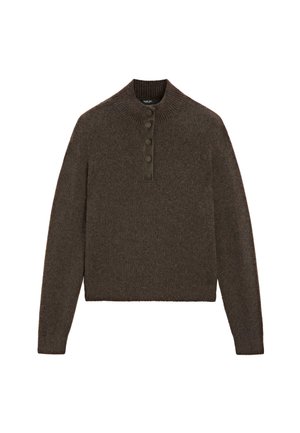 HIGH NECK WITH SNAP BUTTONS  - Strickpullover - dark brown