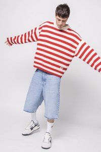 Kaotiko STRIPES SOCIETY UNISEX - Pulóver - ivory/red