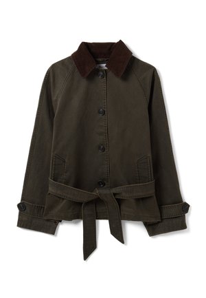 B.ANGEL, TRENCH COAT WITH CONTRASTING COLLAR, REGULAR FIT - Chaqueta de entretiempo - dark green