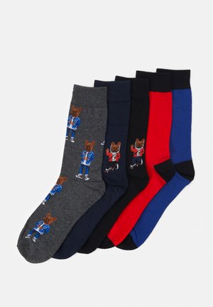 JACORG DOG SOCK 5 PACK - Ponožky - dark grey melange/black/navy blazer