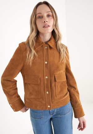Camomilla Italia GRETA - Veste en cuir - beige plain