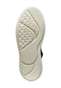 Soletta in gomma bianca con motivi testurizzati, tra cui scanalature e punti rialzati. Presenta il marchio GEox e l'indicazione di brevetto italiano.