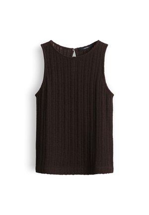 someday., LOOSE RIBBED OPEN FRONT - Top - dark truffle