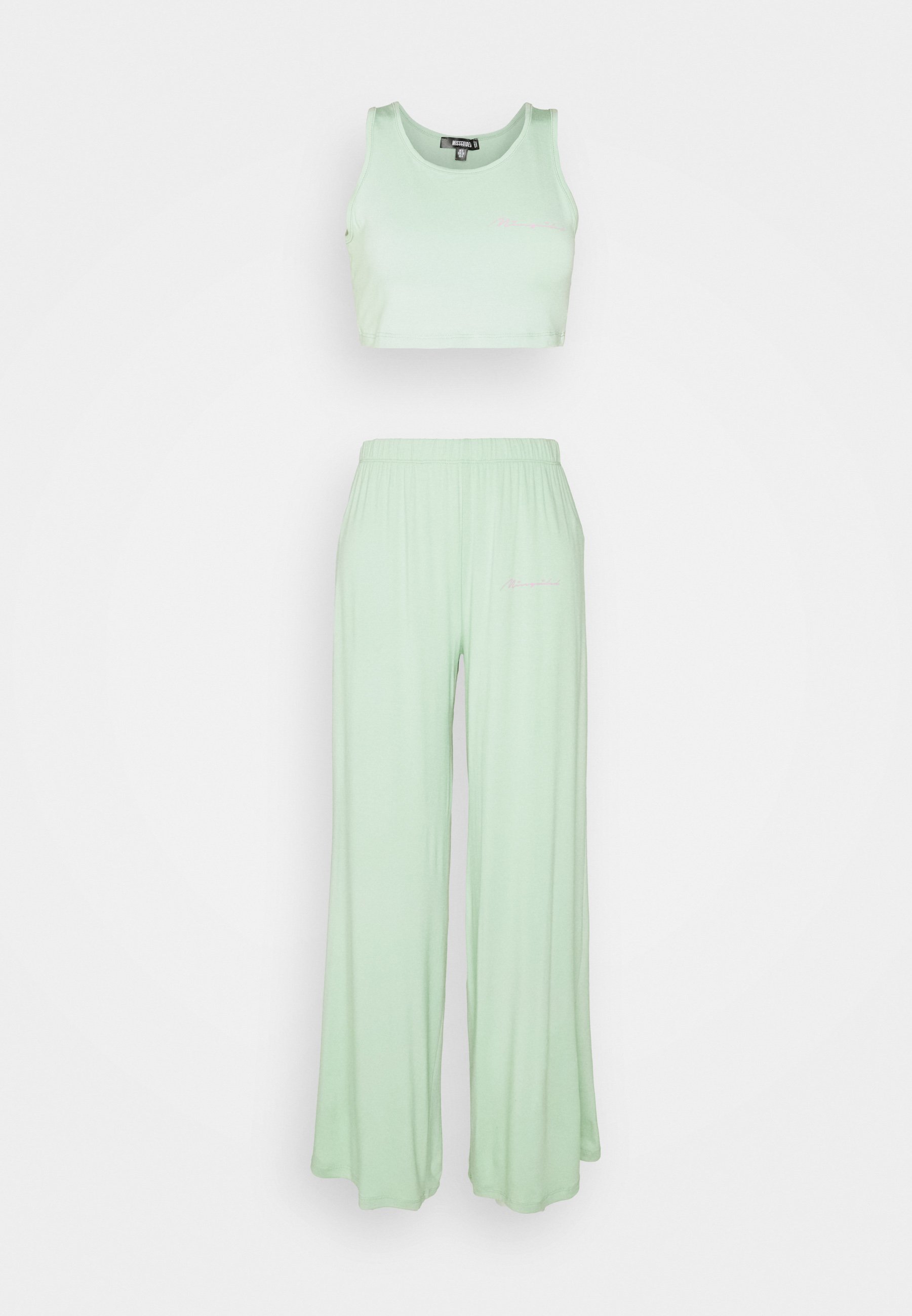 Missguided SCRIPT CROP TROUSERS SET - Pyjama - sage/mint