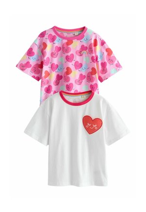 REGULAR FIT 2 PACK   - Nyomott mintás póló - white and heart print