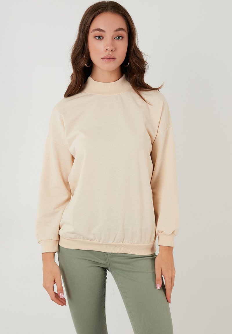 LELA HIGH COLLAR - Sportska majica - stone colored