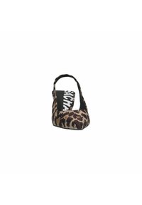 Leopard-print slingback shoe with a square toe, black inner lining, and a textured fabric upper. Thin strap for secure fit.