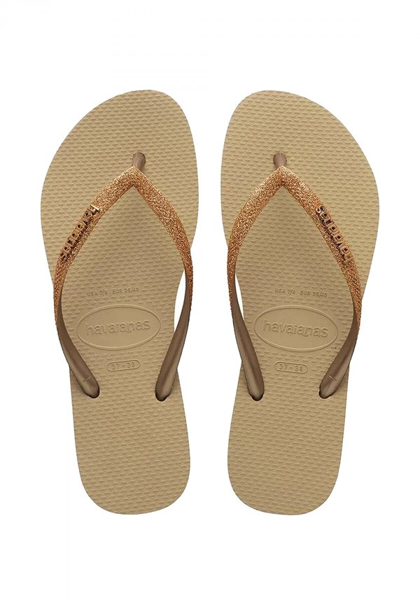SLIM GLITTER - Pool shoes - sand golden light metalico