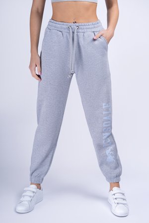 PITTENTRAIL - Tracksuit bottoms - marl grey light pastel blue
