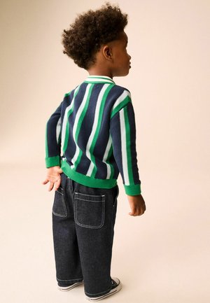 Next, STRIPE KNITTED POLO SHIRT - Striktrøje - green navy