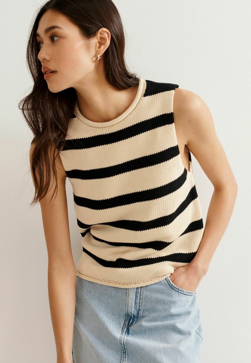 Next ROLL EDGE TANK  REGULAR FIT - Top - neutral black stripe