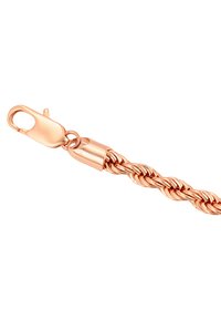 Pulsera de metal retorcido en oro rosa con un cierre de langosta. Presenta un diseño trenzado y una textura suave, que destaca su acabado brillante.