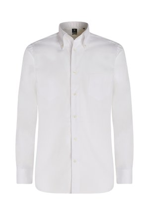 Witte langekoolshirt van katoen, met een button-down kraag, twee borstzakken en een ronde zoom met knoopmanchetten.