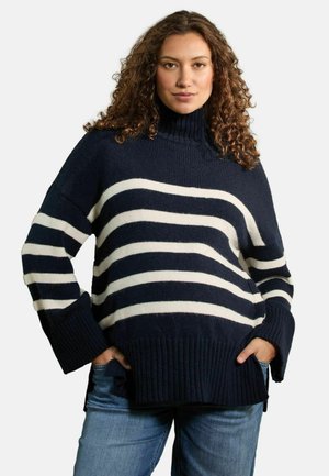 STRIPED TURTLENECK AND NURSING - Pulover - navy/ecru stripe