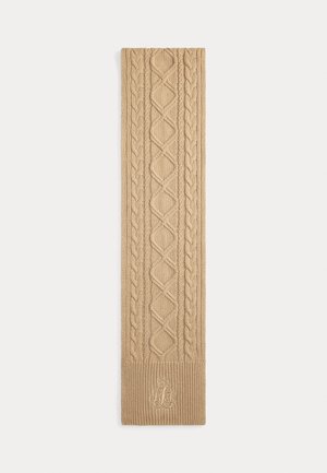 EMBROIDERED-LOGO CABLE-KNIT SCARF - Sál - Beige
