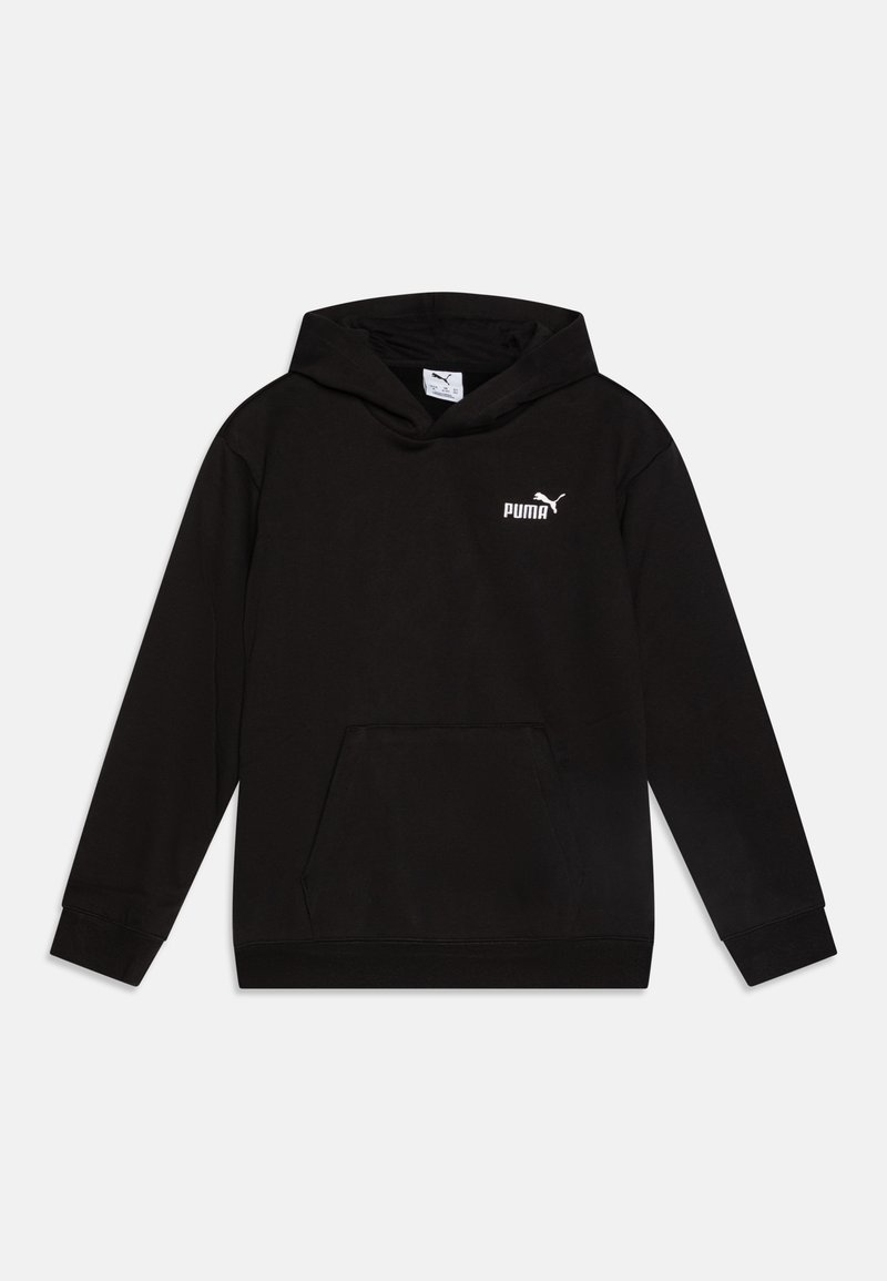 Felpa nera realizzata in cotone con tasca frontale, caratterizzata da un logo Puma bianco sul lato sinistro del petto e polsini e orlo a coste.