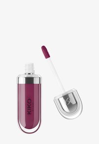 KIKO Milano liquid lipstick in a deep berry shade with a silver cap and doe-foot applicator.