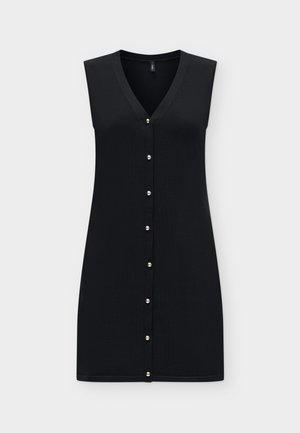 ONLY, ONLVILDE V NECK BUTTON  - Robe de jour - black/gold coloured