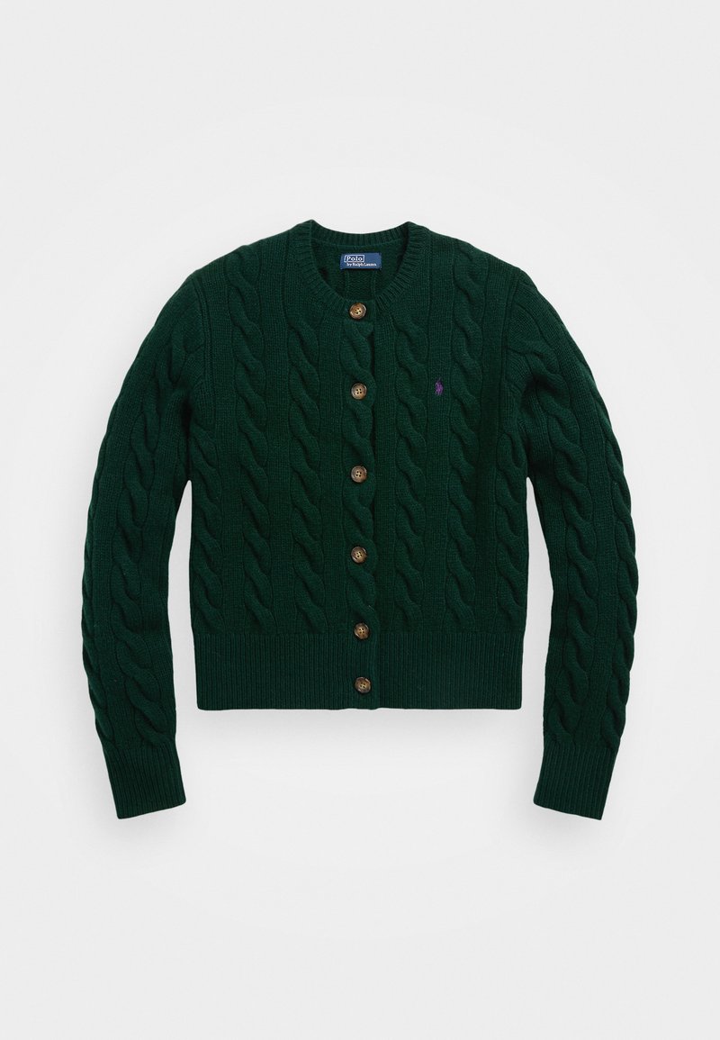 Polo Ralph Lauren CABLE KNIT WOOL CASHMERE CARDIGAN - Cardigan - moss agate