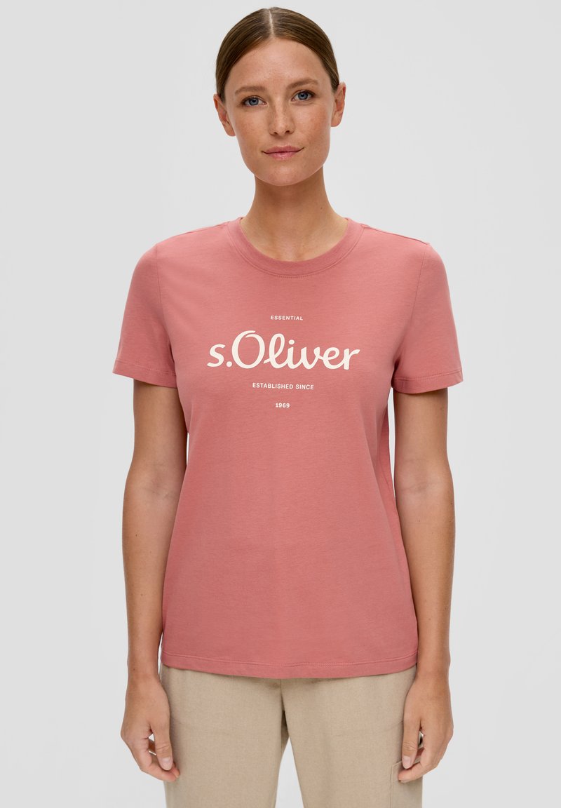 s.Oliver MIT LOG - T-shirt imprimé - altrosa