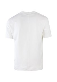 T-shirt di cotone bianco con maniche corte, scollo rotondo e orlo dritto. Presenta un design semplice senza motivi né grafiche.
