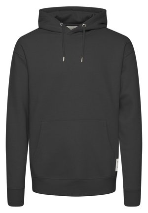 Grauer Hoodie mit einer Fronttasche, Kordelzugkapuze, gerippten Bündchen und Saum sowie einem kleinen Logodetail am Ärmel. Weicher Stofftextur.