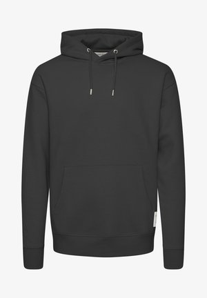 Grauer Hoodie mit einer Fronttasche, Kordelzugkapuze, gerippten Bündchen und Saum sowie einem kleinen Logodetail am Ärmel. Weicher Stofftextur.