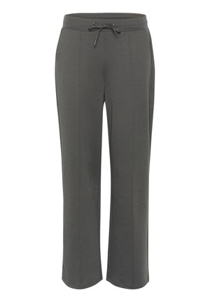 Pantaloni de trening gri dintr-un material moale, având un talie elastică cu șnur, cusături laterale și croială dreaptă.