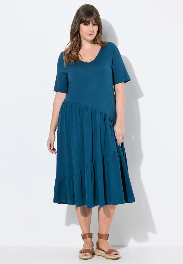 ECO ASYMMETRIC FLOUNCE PANEL  - Jerseykleid - petrol